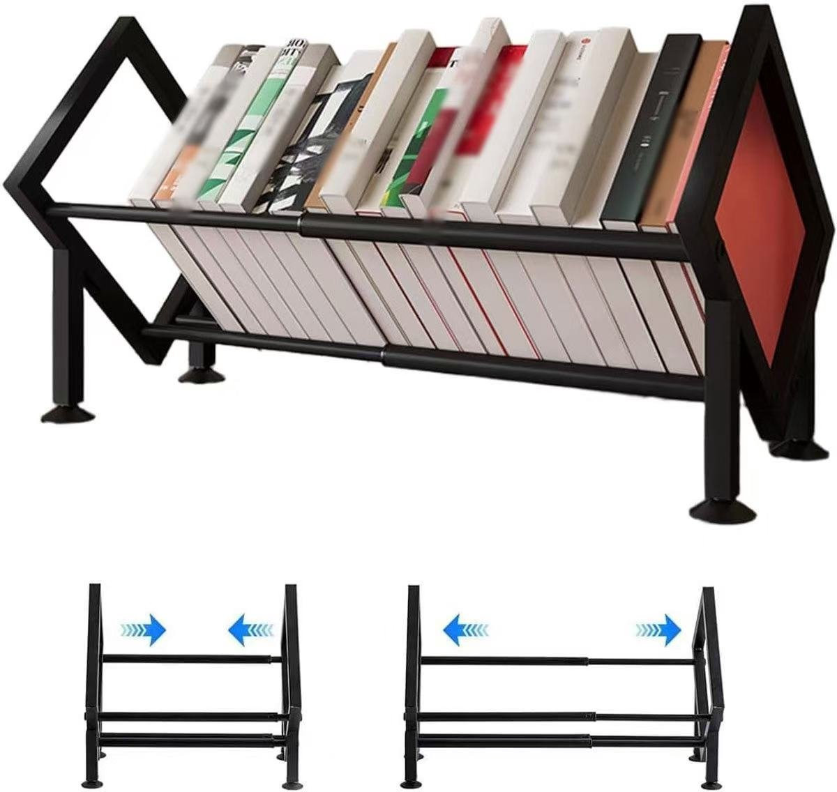Nosheir Klein bureau met boekenplank en uitschuifbare metalen tafelplank, Zwart