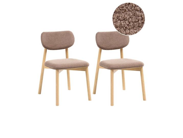 ESSZIMMERSTUHL 2er-Set Bouclé Hellbraun/Taupe Mills