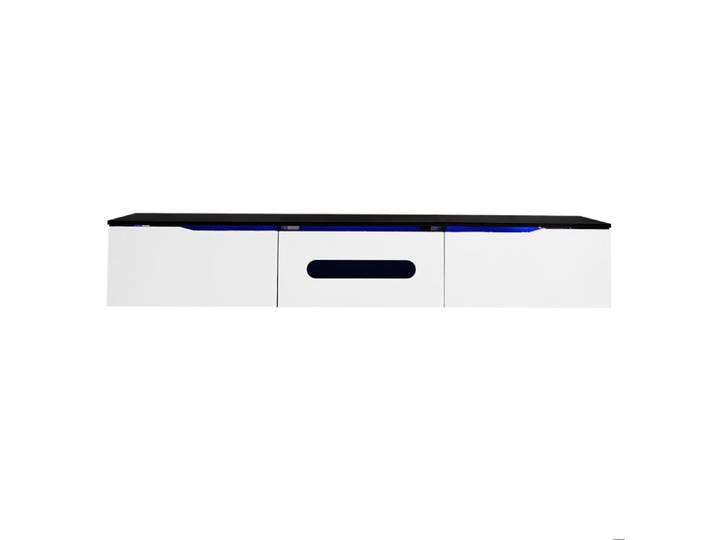 Meuble TV - SENVIRO design moderne noir et blanc finition brillante et mate 180x35x30cm noir blanc