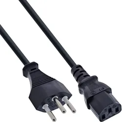 InLine Netzkabel, Netzstecker Schweiz SEV 1011 auf IEC-C13, schwarz, 1 m