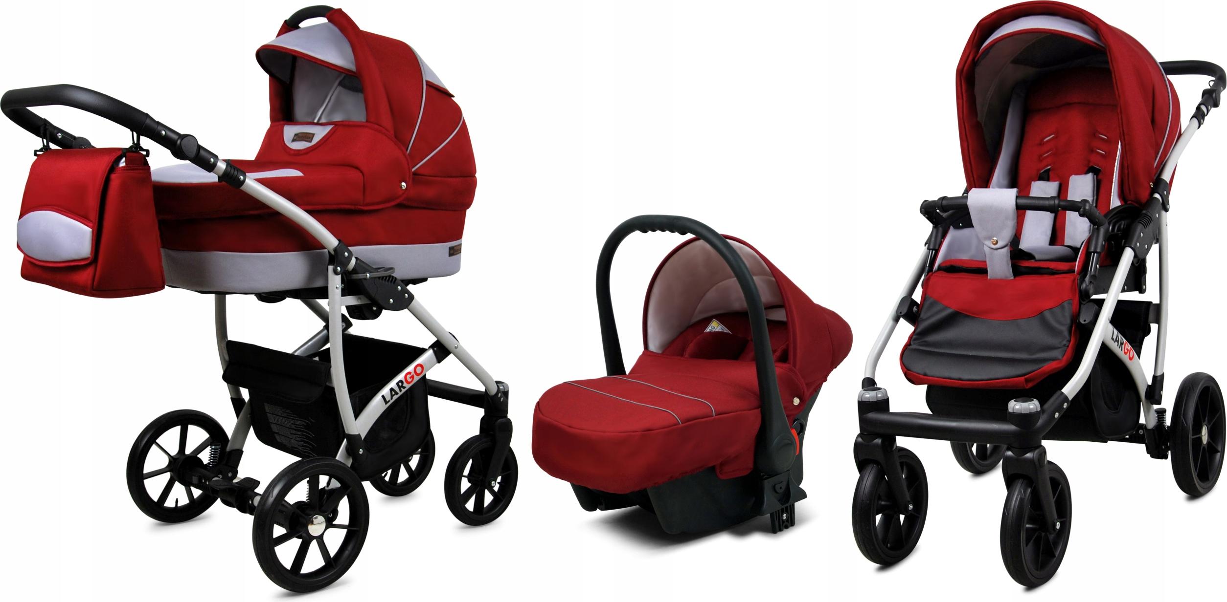 BabyLux Largo | 3in1 Kinderwagen Set | Chili Silver | Kombikinderwagen | Kinderwagenset | Buggy