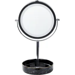 KOSMETIKSPIEGEL silber/schwarz mit LED-Beleuchtung 20 cm Savoie