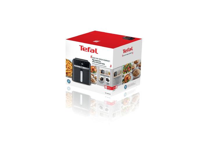 TEFAL Heissluftfritteuse EY8618 Easy Fry Mega Compact , schwarz, B:39,2cm H:29,7cm T:30,6cm, Fritteusen, platzsparendes Design, 7,5 L, 8 Portionen, intuitiver Touchscreen, Heissluftfritteuse