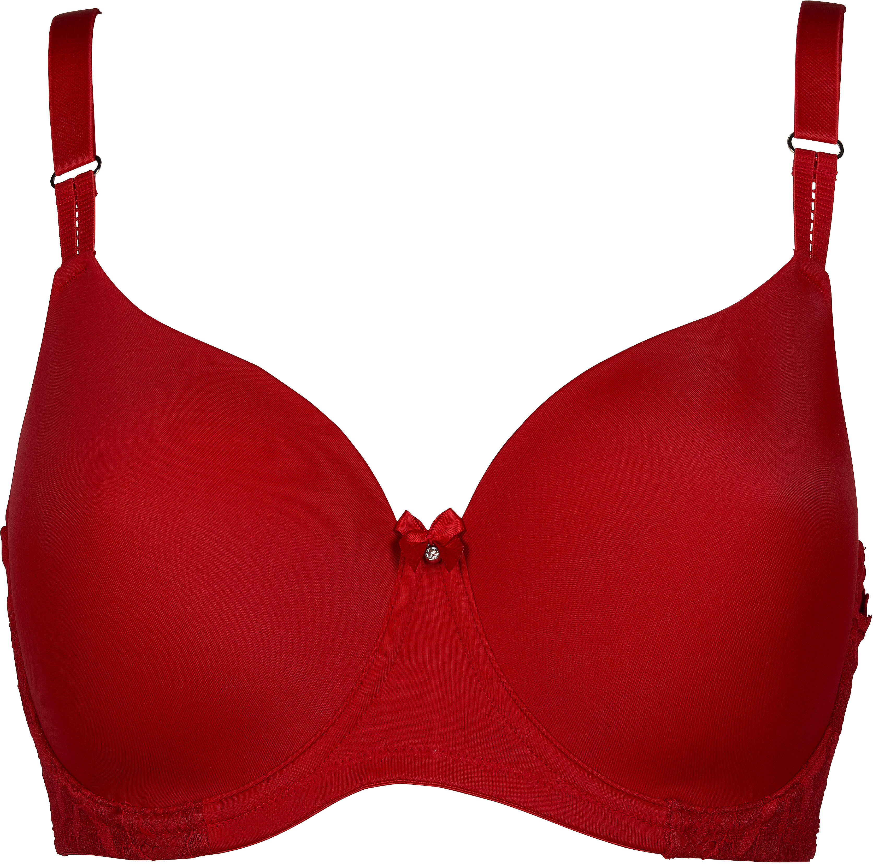 Schalen-BH "FARO", Damen, Gr. 95, Cup F, rot, Spitze, Obermaterial: 78% Polyamid, 22% Elasthan, AFTER EDEN D-CUP & UP, unifarben, BHs Schalen-BH, verstellbare Träger, mit Schale, mit Bügel, mit Spitze, mit Schleife rot 95, Cup F