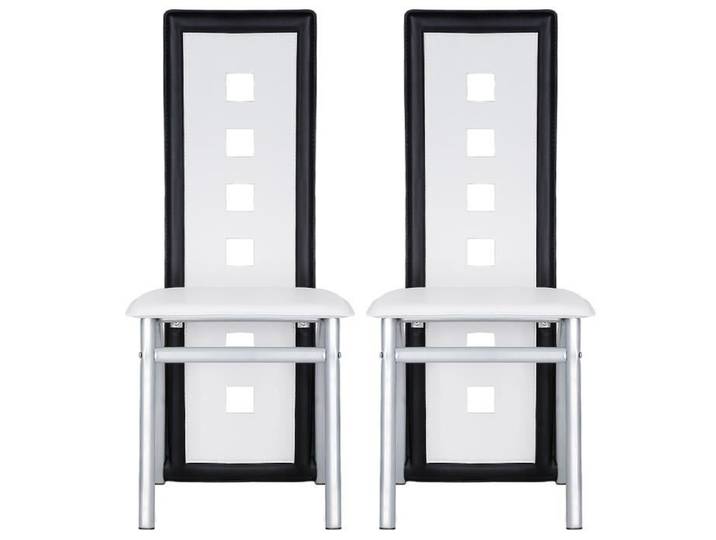 Lot de 2 Chaises de Bar Noir et Blanc Cuir Artificiel Style Nordique - LAIZERE