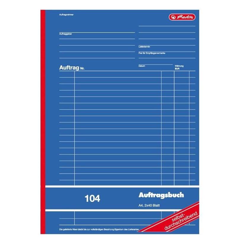 Herlitz Formularbuch "Auftrag 264,20cm (104"), DIN A4, 2 x 40 Blatt (80x) (880427)
