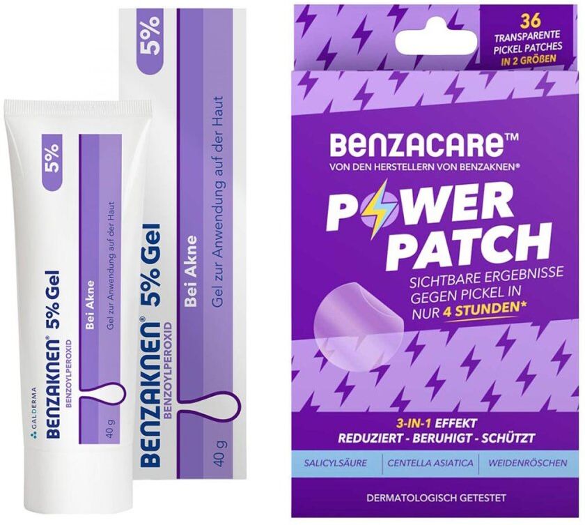 Benzaknen 5% + Benzacare Power Patch gegen Pickel