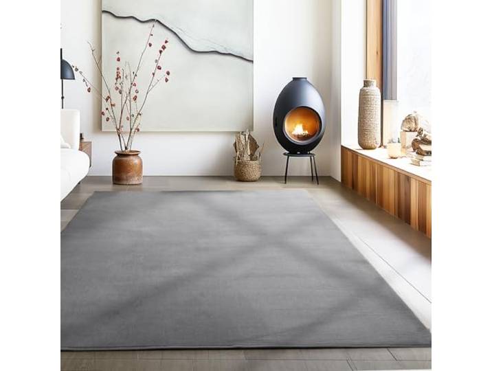 Carpetsale24 Tapis Lavable à Poils Courts 240x340 cm Gris Moderne
