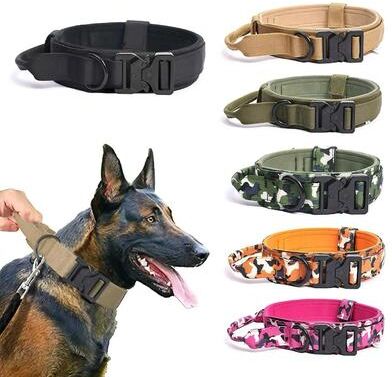 Uplift Essentials Tactical Dog Collar & Bungee Leash Set Military Grade Training Gear For Medium & Large Breeds camo Green l