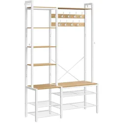 Helloshop26 - Garderobenständer mit Schuhablage 5 Ablagefächern 9 Haken und 6 seitlichen Haken 12_0007075
