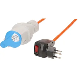 Max Hauri CAMP CEE Adapterkabel H07BQ-F3G1.5 15m, Kombi-Überstromschutzschalter (15 m), Stromkabel, Weiss, Orange