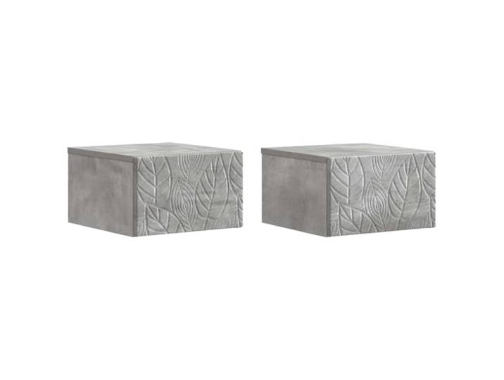 KUPTYERFG Wandmontierter Nachttisch 2er Set Betongrau 49x34,5x20 cm Schwebende Nachtkommoden aus Holzwerkstoff mit Schublade für Schlafzimmer und kleine Räume, 2 Stück.