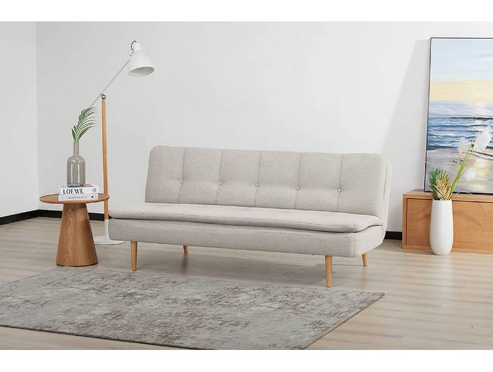 Schlafsofa Kearny Grau/Hellgrau Material: Textil, Holz teilmassiv Oberfläche Holz: Lasiert 180 x 84 x 89cm Modern