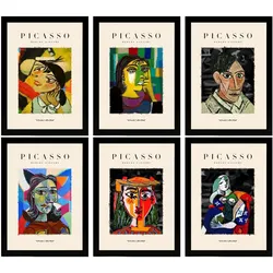 POSTER Set Mit 6 Illustrationen Von Pablo Picasso Dunkel A3 Schwarzer Rahmen