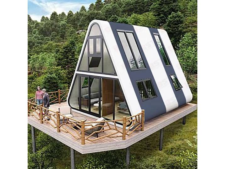 Cabane en bois modulaire triangulaire en forme de A, maisonnette portable, espace de vie extérieur luxueux