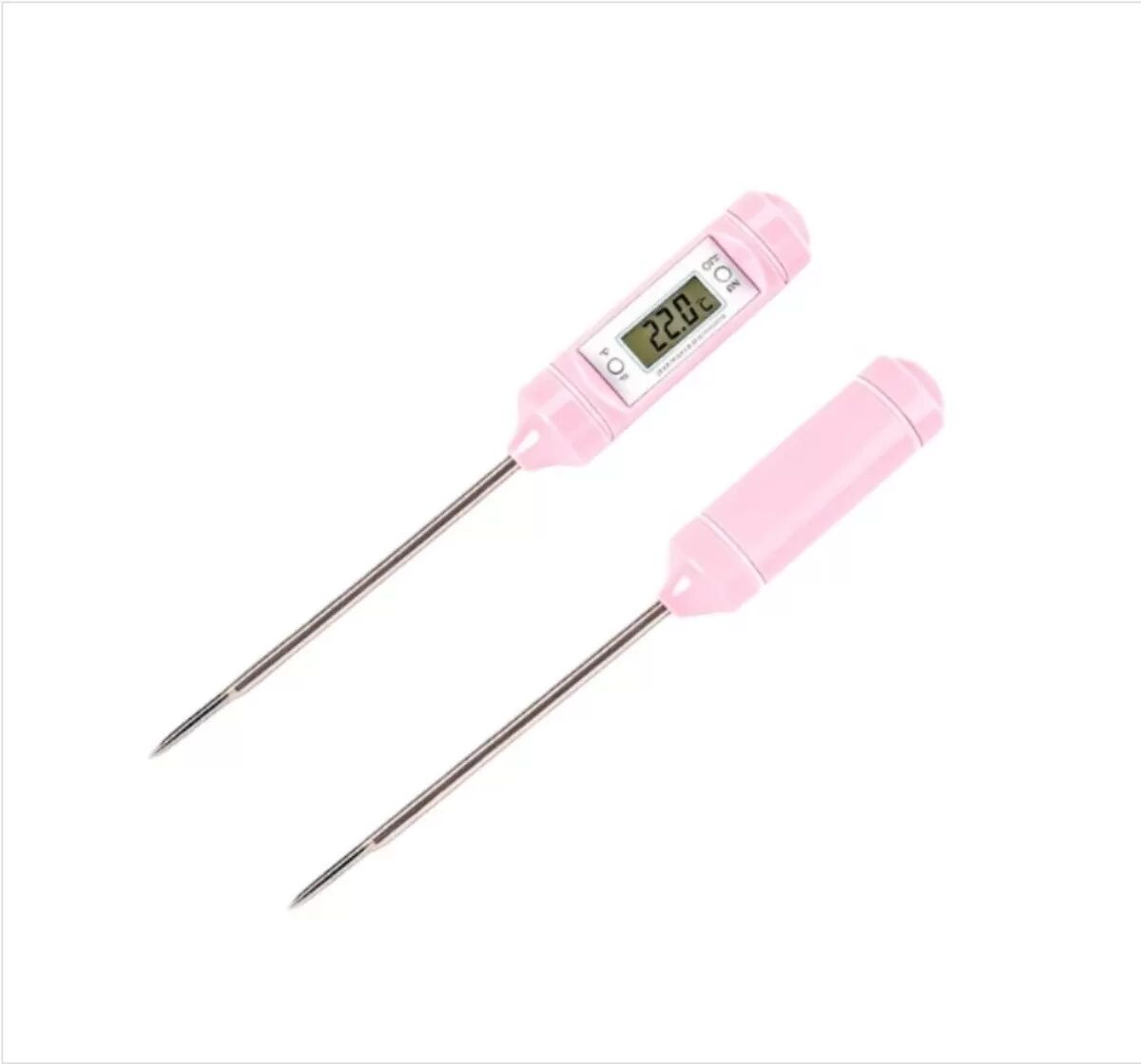 INF Digitales Lebensmittelthermometer – schnelle, genaue Sonde aus 304 Edelstahl für Fleisch, Kaffee, Milch und BBQ Rosa