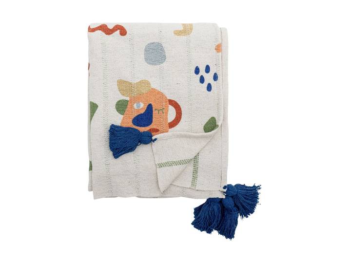 Bloomingville Plaid en coton Sylvie 160x130 cm Naturel