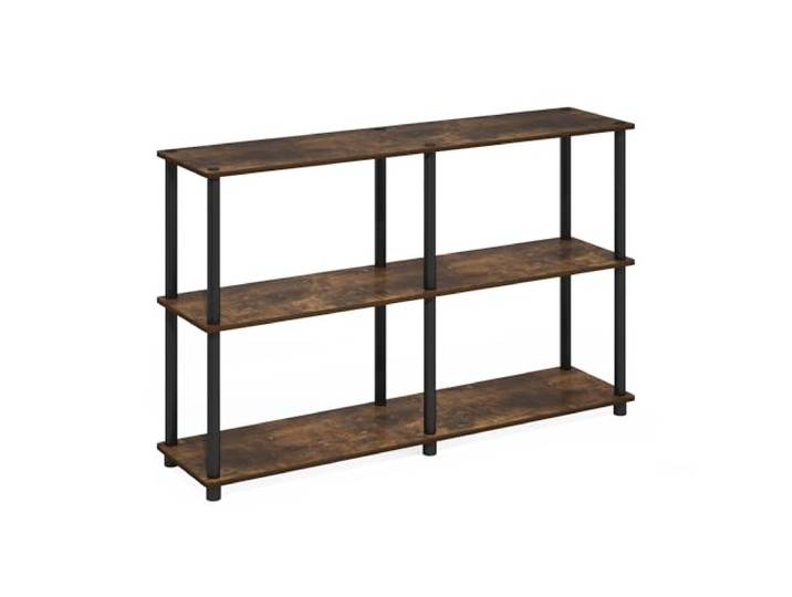 Furinno Besi 3 x 2 industrielles Mehrzweckregal mit Metallrahmen, Walnussbucht