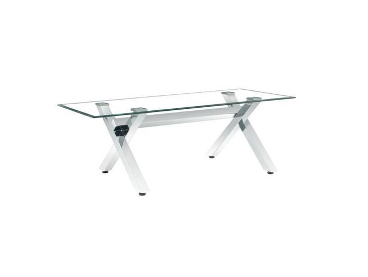 Table basse IXE Chrome & Verre Transparent 120x60x45 cm - Transparent