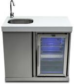 Mont Alpi MASF-SS Stainless Steel Beverage Center Cabinet Module with Outdoor Refrigerator Faucet and Sink + Storage Cabinet