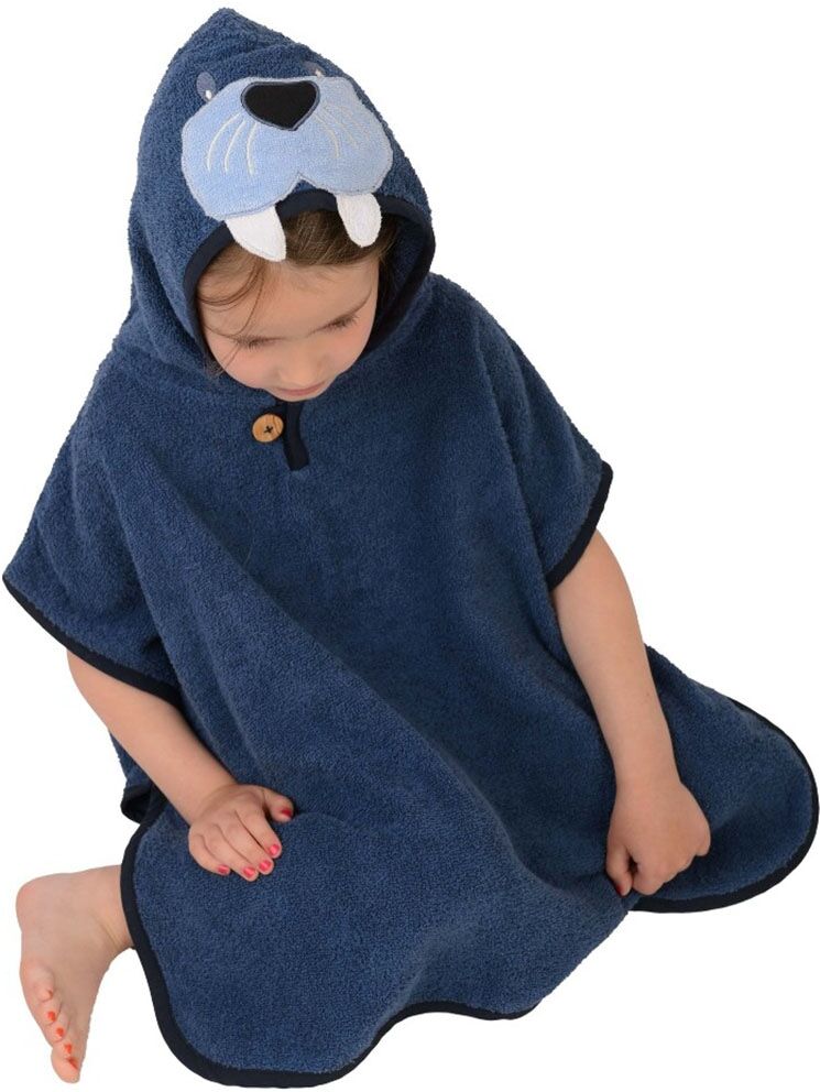 Badeponcho WEWO FASHION "8036" Gr. 92, jeansblau, 92, Frottier, Hausmäntel, Kleinkindponcho