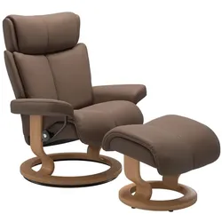 Stressless Sessel mit Hocker Magic Classic Leder Braun Batick Mole M (Medium)