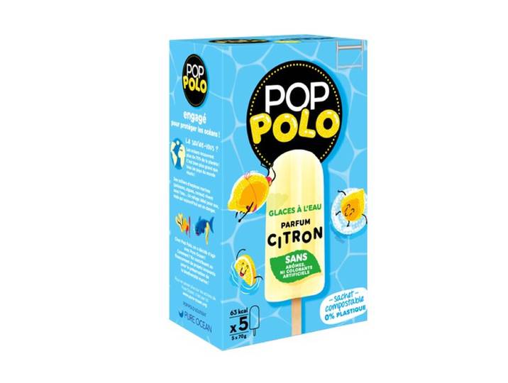 Pop-Polo Glaces à l'eau saveur citron - 350 g / 5 pièces