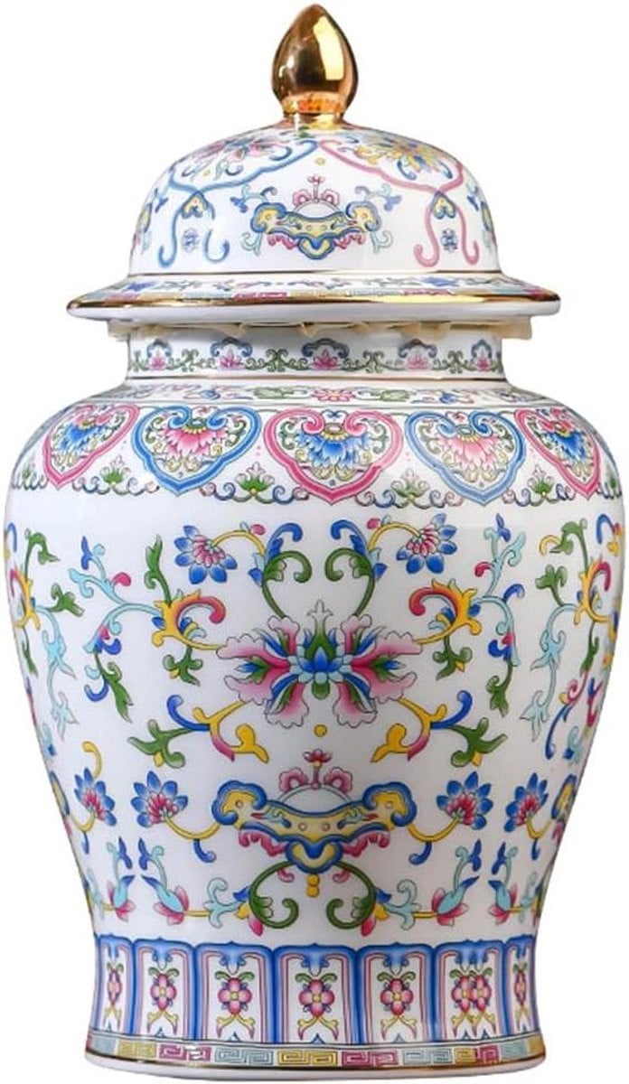 Handgeschilderde witte keramische decoratieve vaas