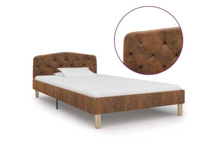 Clarence* Cadre de lit - SOLOMON - Lit 1 place à chambre marron similicuir daim 90x200 cm &Europ3122383