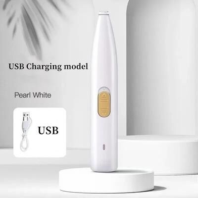 Inspired Finds USB Rechargeable Pet Paw Trimmer With Quiet Precision Blades For Cats & Dogs usb White