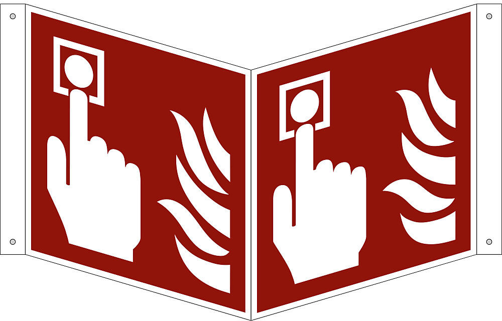kaiserkraft Brandschutzzeichen, Brandmelder, VE 10 Stk, Aluminium, Nasenschild, 200 x 200 mm