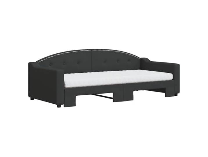 KTHLBRH Ausziehbares Schlafsofa schwarz 90 x 200 cm mit 2 Matratzen Stoff aus 100 % Polyester, Struktur aus Holz und Metall, Design mit Latten, für Wohnzimmer und Schlafzimmer