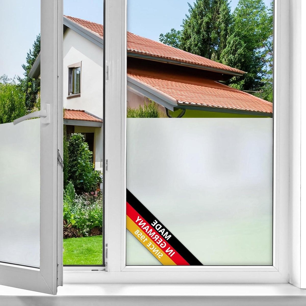 Raamfolie Melkglas Look Decoratief Privacy Folie met Modern Patroon - Breedte: 45 cm, Lengte: 2 m