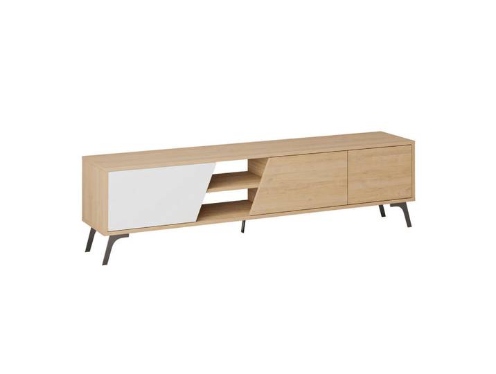 Mid.you Tv-Element, Weiß, Eiche, 180x48x35.6 cm, Wohnzimmer, TV Möbel, TV-Racks