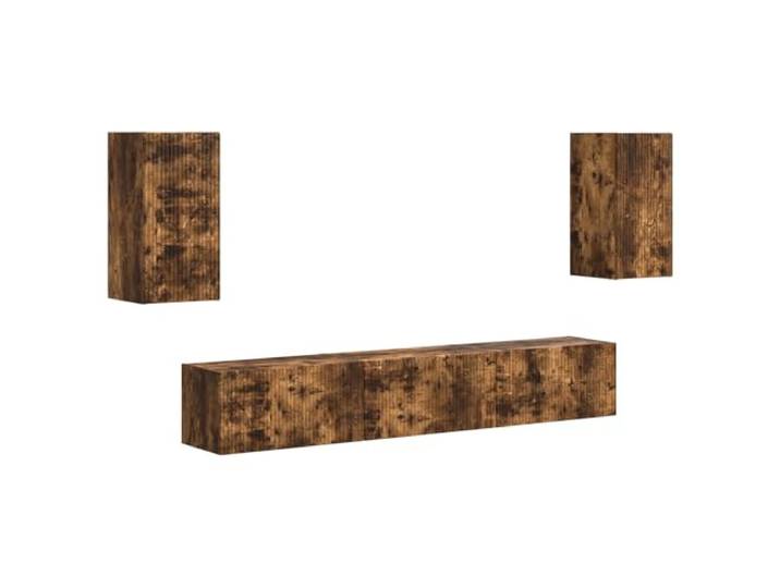 LMTYOENFG TV-Schrank Set 5-teilig Wandboard Geräucherte Eiche Flexible Hängeschränke und Lowboards für Wohnzimmer und Schlafzimmer schaffen Ordnung mit modernem Holzwerkstoff-Design.