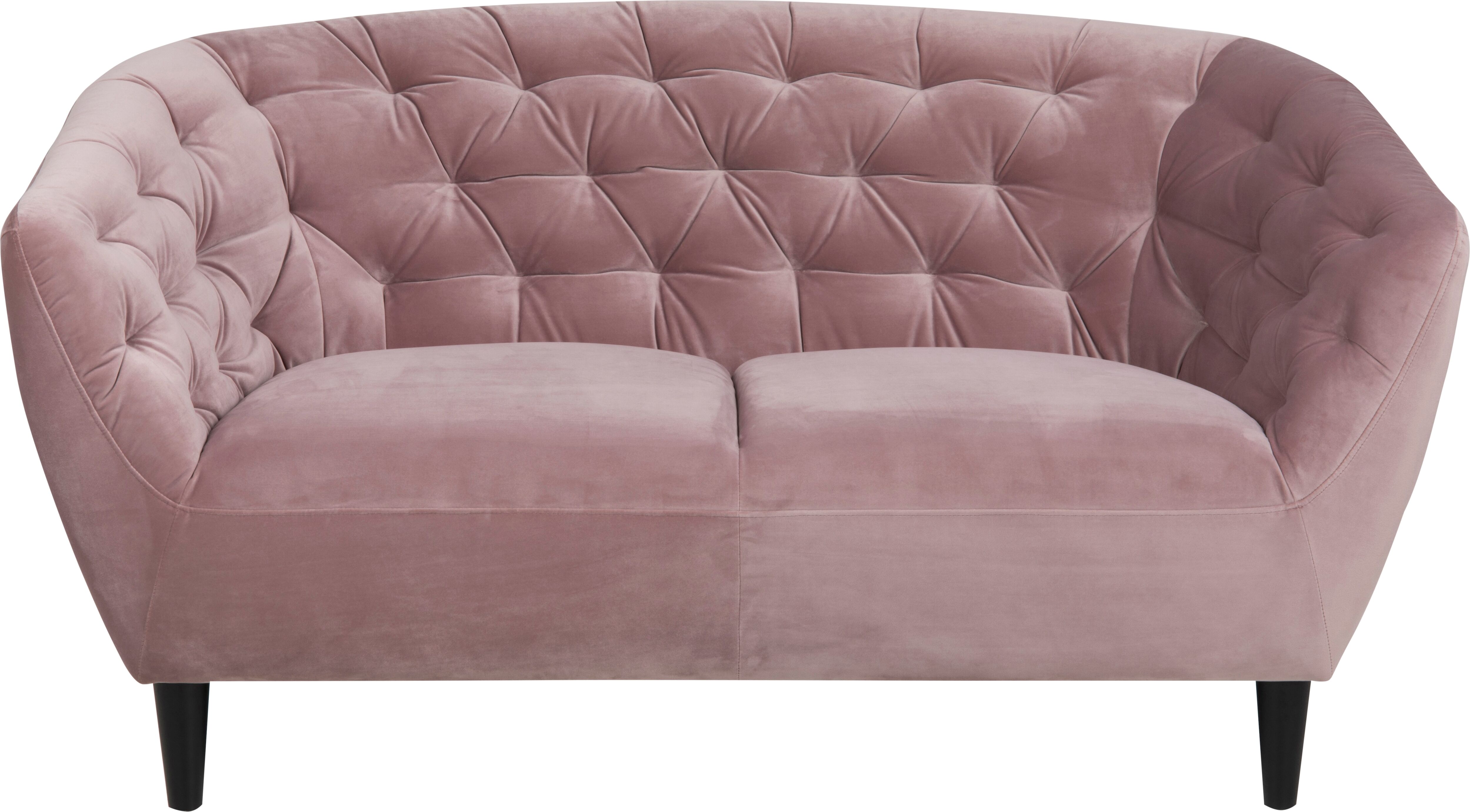 2-Sitzer ACTONA GROUP "Ria Sofa, Couch, Doppelsofa, Loveseat", rosa (rose), B:150cm H:78cm T:84cm, Sofas, 2-Sitzer, Samtstoff, Massivholz-Beine, Taschenfederkern, Tufting, mit Armlehnen rose B/H/T: 150cm x 78cm x 84cm, Microvelours