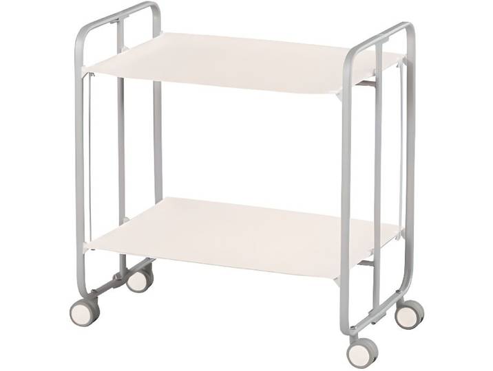 Table roulante pliante - DON HIERRO - Gris aluminium et blanc - Métal - Contemporain