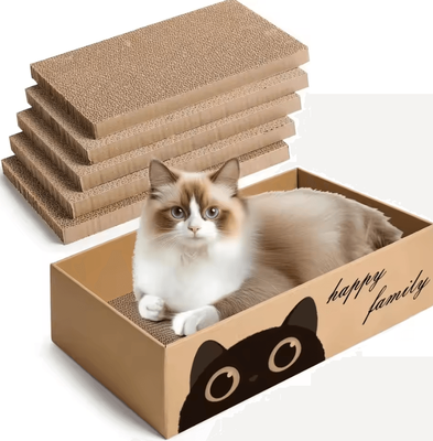 Inspire Curations ScratchNest Cardboard Cat Scratcher Bed light Brown