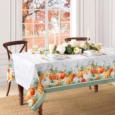 Threadmade Pumpkin Harvest Vine Double Border Tablecloth