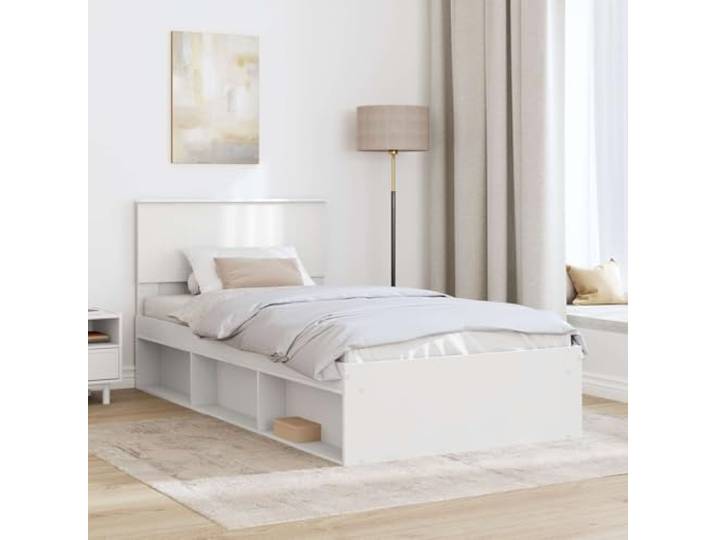 SKTQYQO Bettgestell, weiß, 100 x 200 cm, Kiefer massiv Modernes Design, klare Linien, stabile Basis, für zeitgenössisches Zimmer