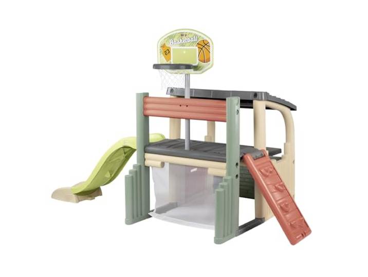 Smoby Life - Fun Center Sport-Spielhaus für Kinder ab 2 Jahre (284x203x176 cm) mit 62% Recycling-Anteil - XXL Outdoor-Kinderhaus mit Multi-Sportbereich & Rutsche für Garten oder Terrasse