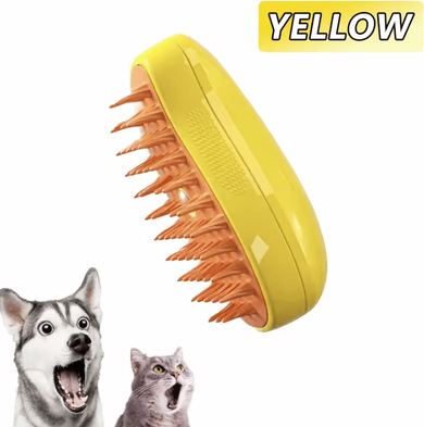 Uplift Curations Electric 3 in 1 Pet Steam Brush Steam Sprayer, Massage Comb & Shedding Grooming Tool For Dogs & Cats yellow