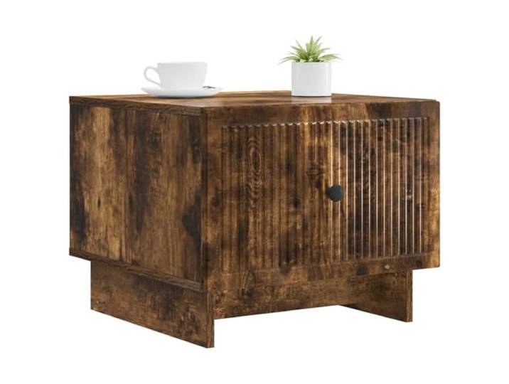 KTHLBRH Rechteckiger Couchtisch Eiche Rauchgrau 49 x 50 x 40 cm Holztechnik, geriffelter Rand, 1 Schublade, 60 kg Fassungsvermögen, einfache Reinigung