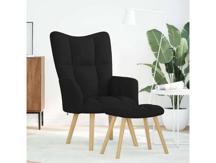 CHIC Chaise de relaxation avec repose-pied Noir Tissu - 61 5x69x95 5 cm 810531 S11