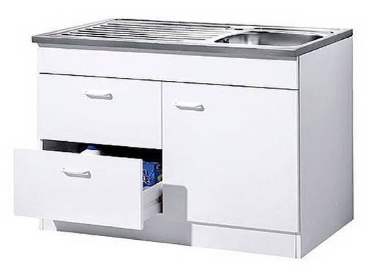 Held Möbel 968.8001 Spülenschrank 1 türig / 2 Auszüge / Spülbecken / 100 x 85 x 50 cm