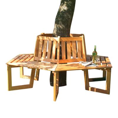 Baumbank PROMADINO, braun (honigbraun), B:205cm H:90cm T:178cm, Massivholz, Sitzbänke, Kiefernholz, in honigbraun, in 2 Varianten