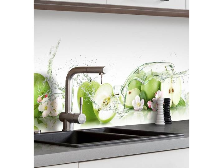 MyMaxxi Küchenrückwand Küchenrückwand selbstklebend Grüne Äpfel Spritzschutz Folie, (Klebefolie passend geschnitten und gerollt B 220 cm x H 60 cm), Grüne Äpfel B 220 cm x H 60 cm