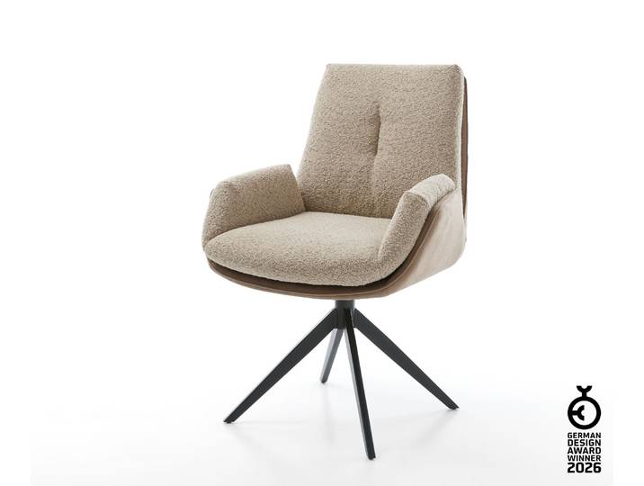 Drehstuhl Clea-Flex Materialmix Schlamm Kreuzgestell breit Schwarz 360° drehbar, Esszimmerstühle