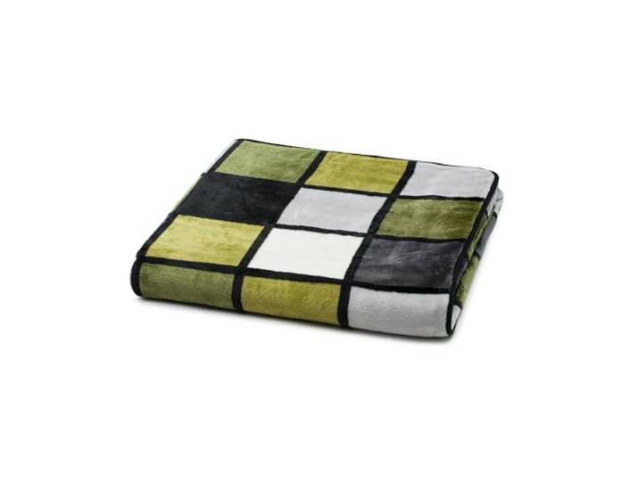 Gözze - Weiche Kuscheldecke, Cashmere Feeling, Hohes Stoffgewicht 500 g/m², Antigua, 150 x 200 cm - Grün/Anthrazit/Weiß