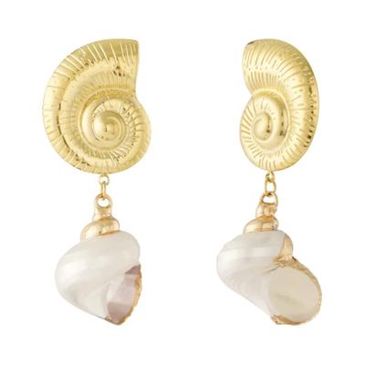 Paar Ohrhänger ADELIA´S "LIVAYA LIVAYA Ohrringe Ohrhänger mit Muschelanhänger, goldfarben", Damen, Gr. Damen, Edelstahl, goldfarben, Ohrringe, Trendig gestalteter Modeschmuck mit Muschelanhänger